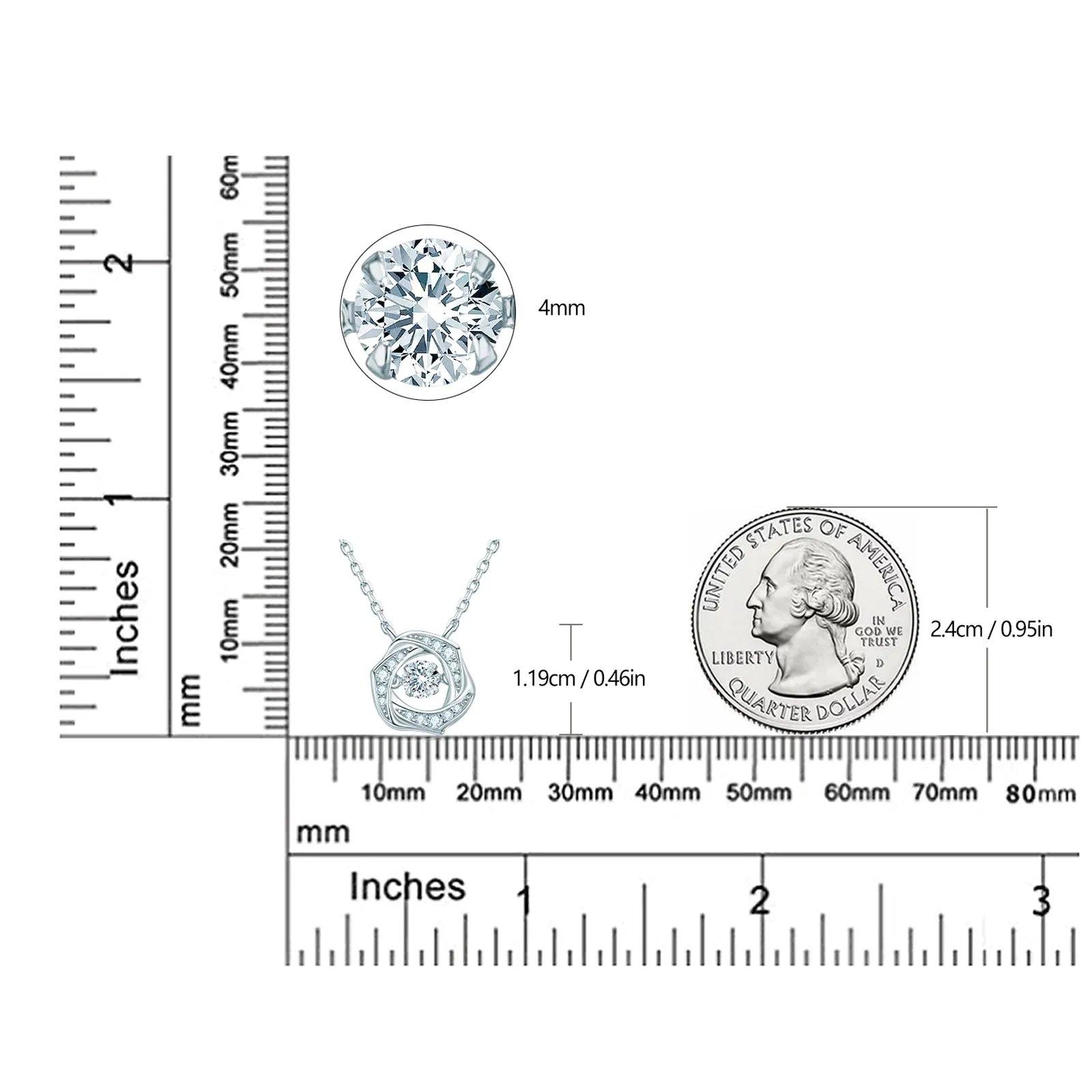 Flower Round Cut 0.5ct Dancing Moissanite Pendant Necklace