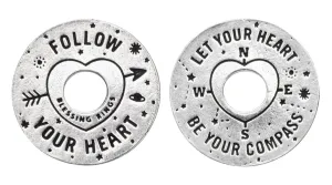 Follow Your Heart Pewter Blessing Ring Charm