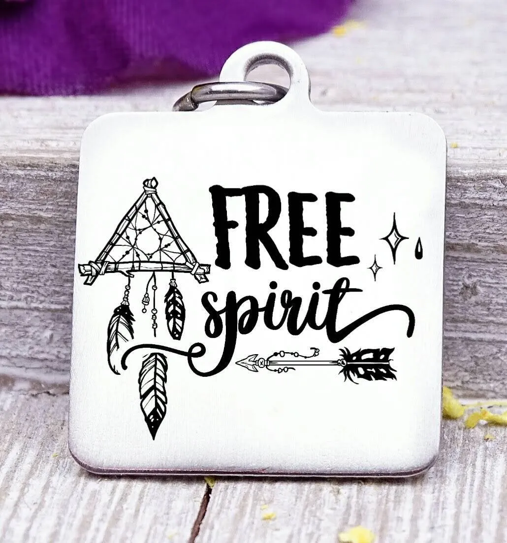 Free spirit, free spirit charm, dreamcatcher charm, wild, charm, Steel charm 20mm very high quality..Perfect for DIY projects