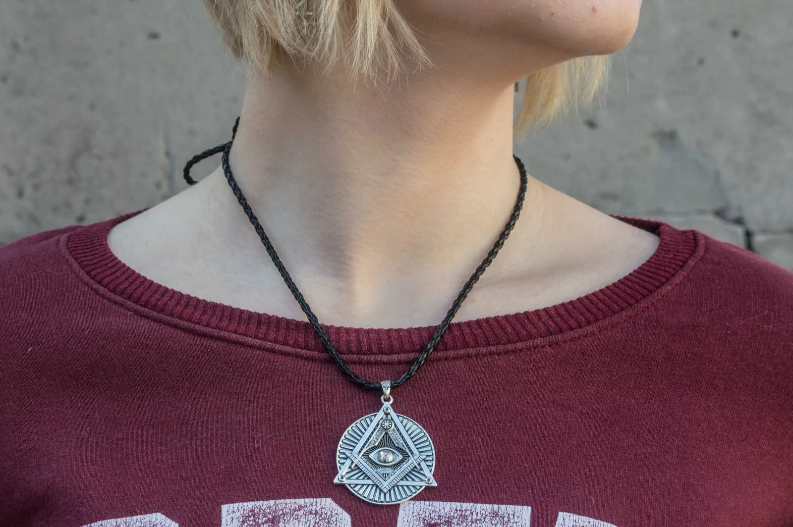 Freemason Square & Compass Eye of Providence Sterling Silver Pendant