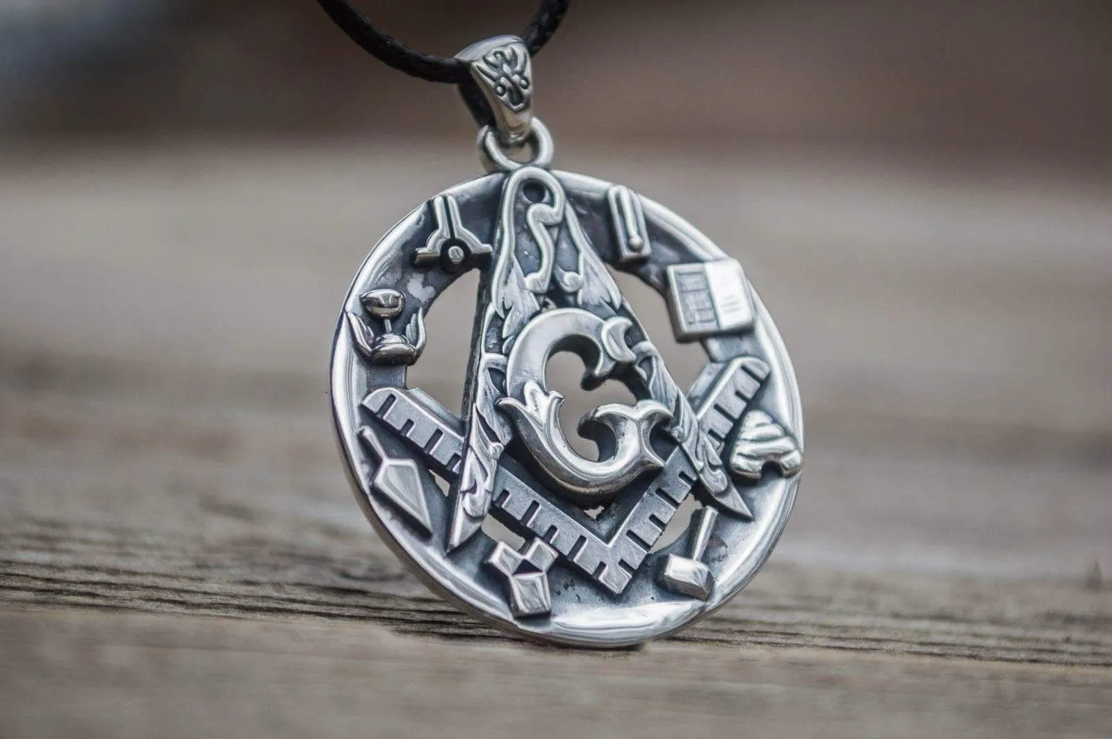 Freemason Sterling Silver Pendant with Masonic Symbols