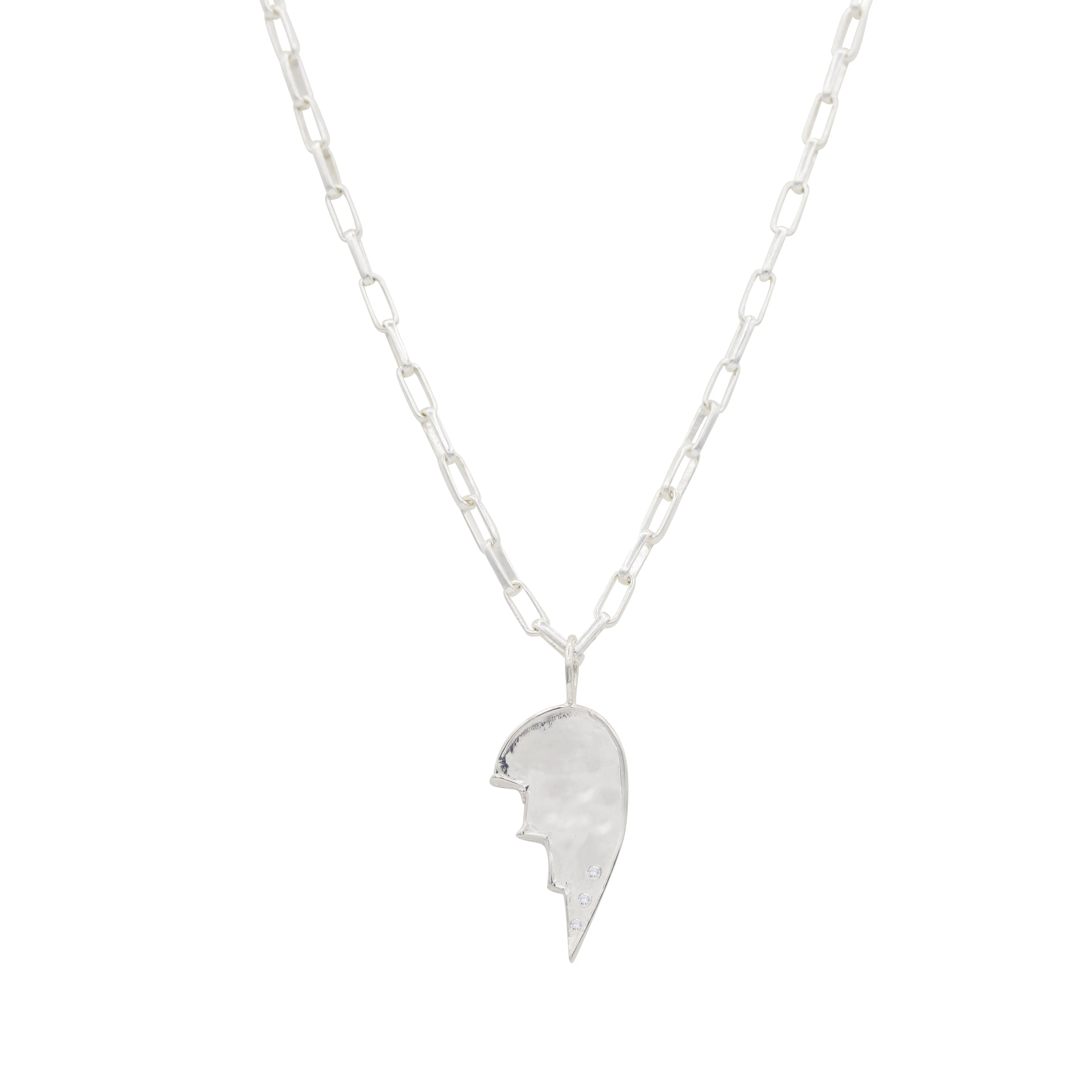 Friendship Heart Charms with Diamonds in Sterling Silver