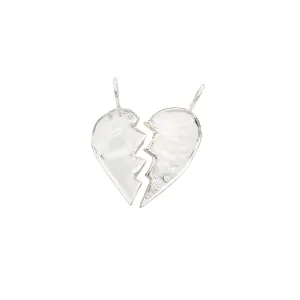 Friendship Heart Charms with Diamonds in Sterling Silver