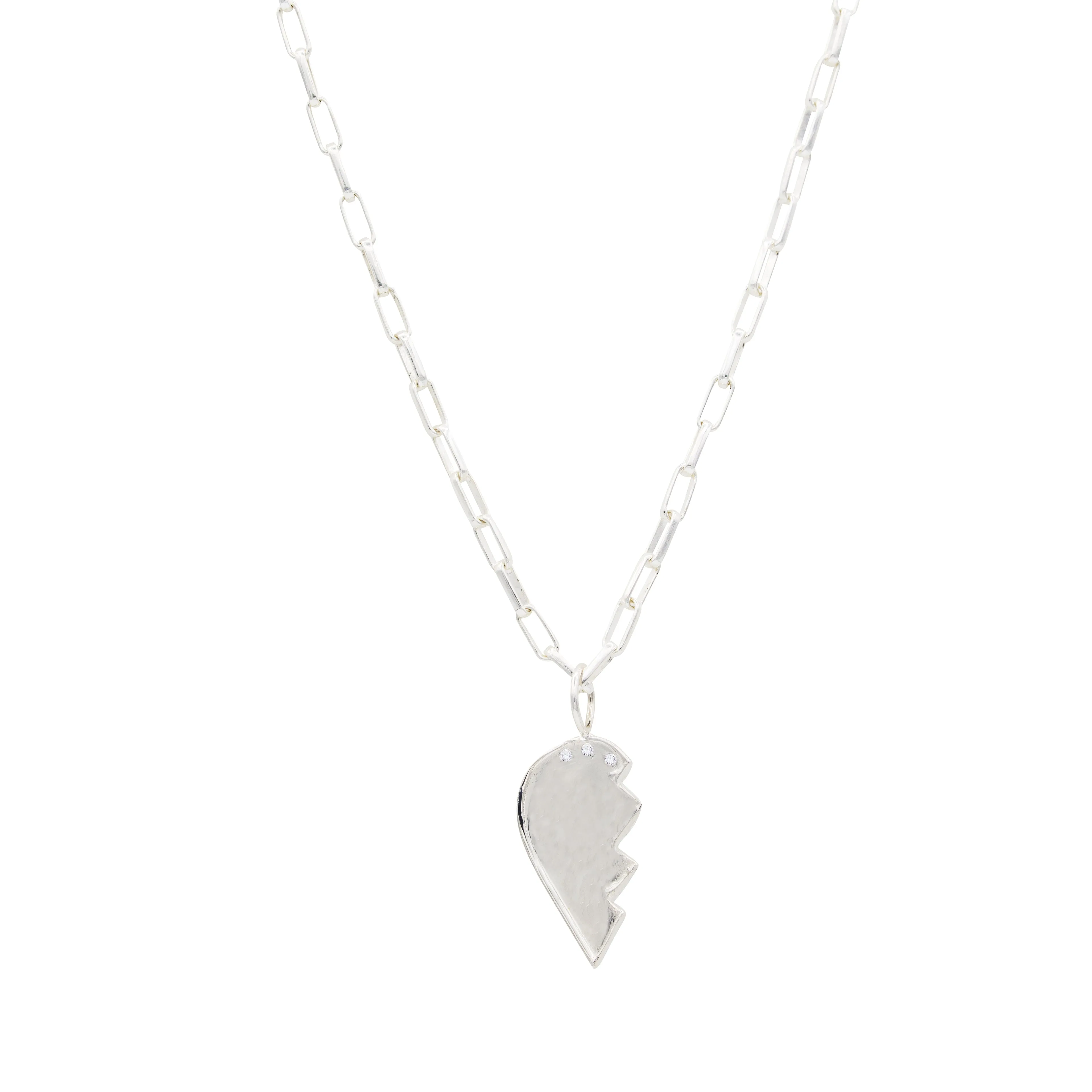 Friendship Heart Charms with Diamonds in Sterling Silver