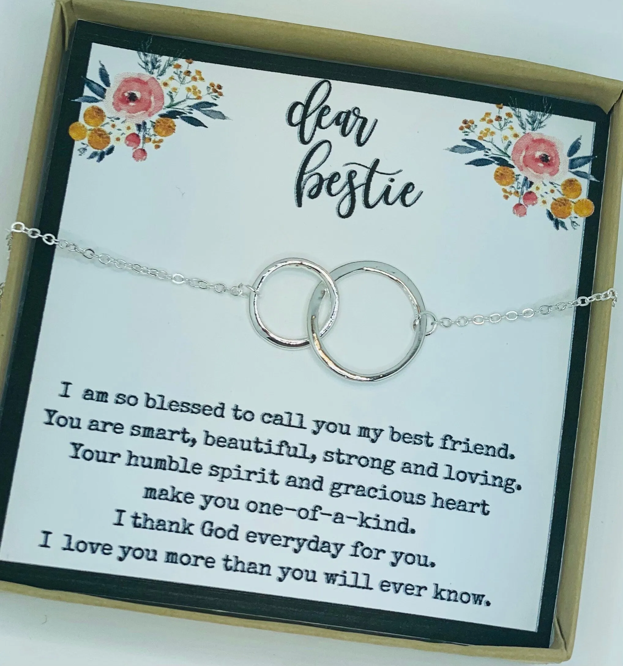 Friendship necklace, best friend gift, dainty interlocking circle necklace, gift for best friend, friend birthday gift, inexpensive gift
