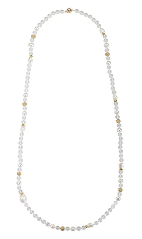 Frosted Hematite and Freshwater Pearl Necklace