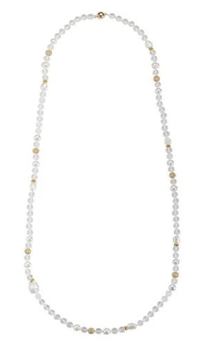 Frosted Hematite and Freshwater Pearl Necklace