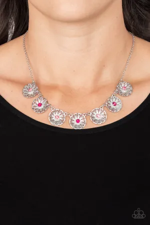 Garden Greetings - Pink - Rhinestone Center Flower Paparazzi Short Necklace