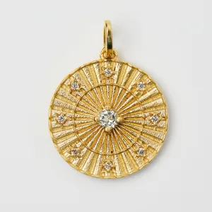 Garden Party Green Amethyst Compass Coin Pendant