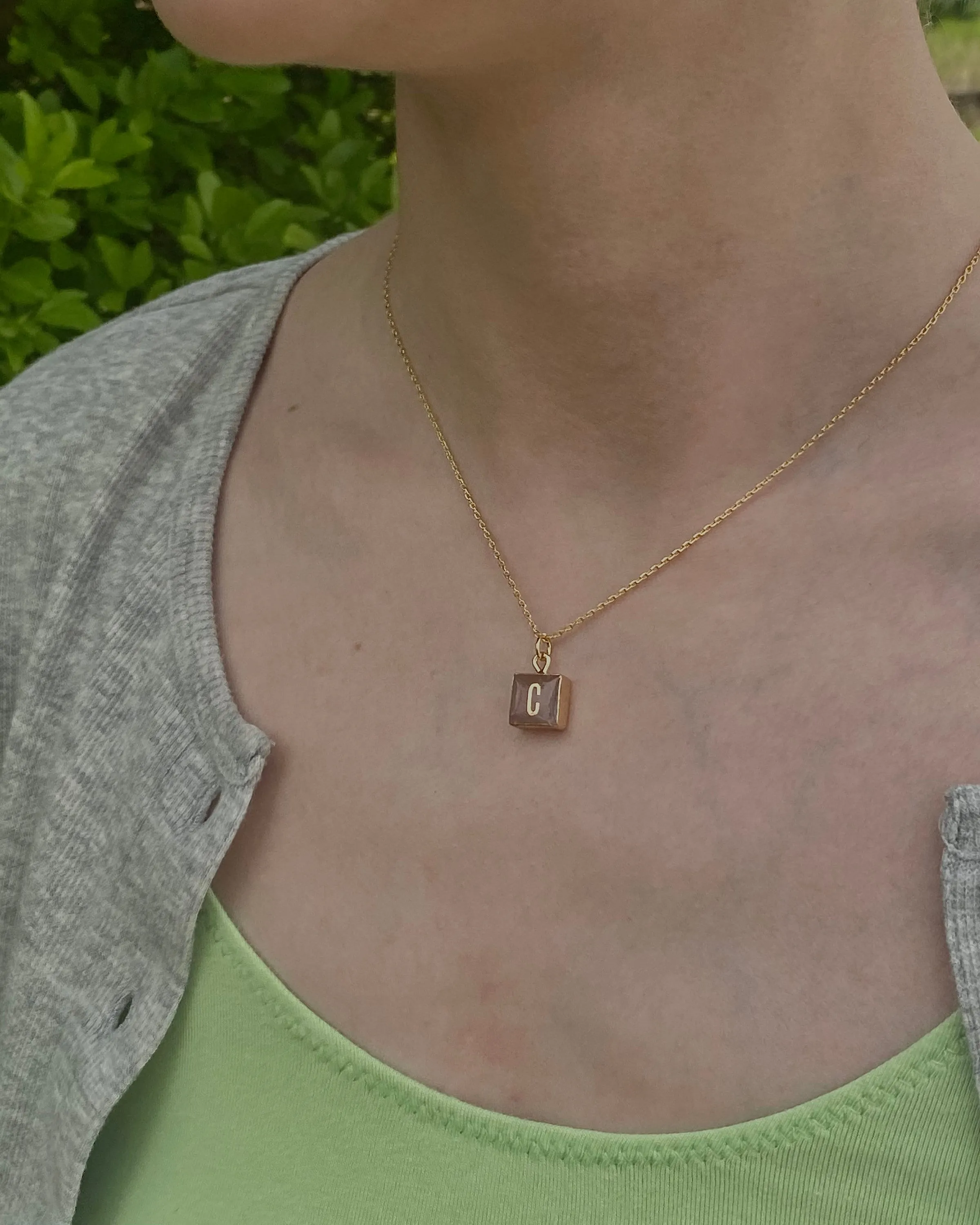 gemstone initial necklace, rose quartz bar necklace, gold initial necklace, letter necklace, birthstone necklace, personalized gift