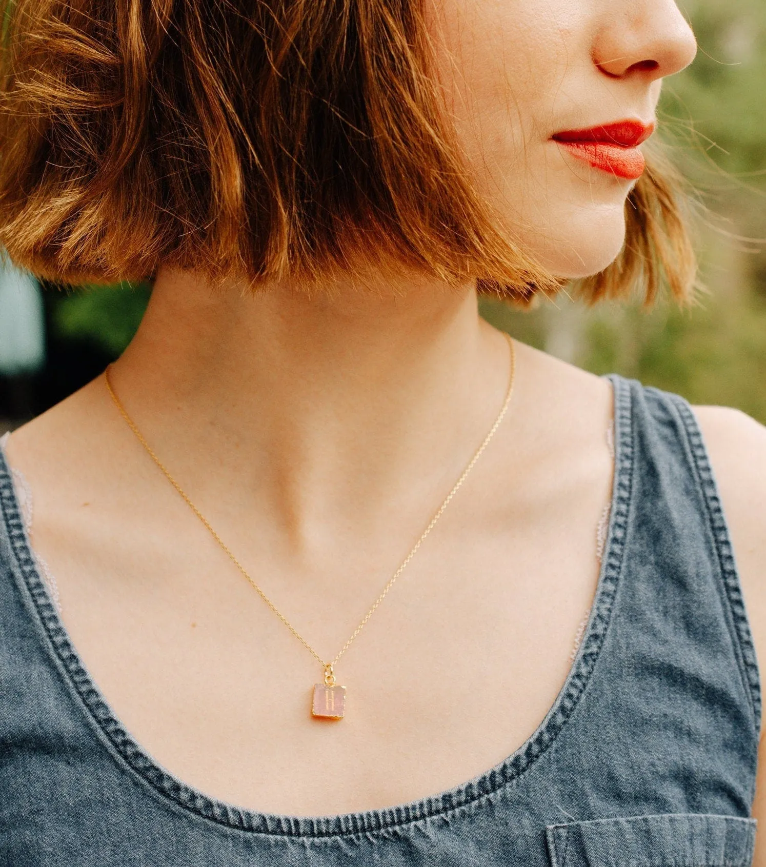 gemstone initial necklace, rose quartz bar necklace, gold initial necklace, letter necklace, birthstone necklace, personalized gift