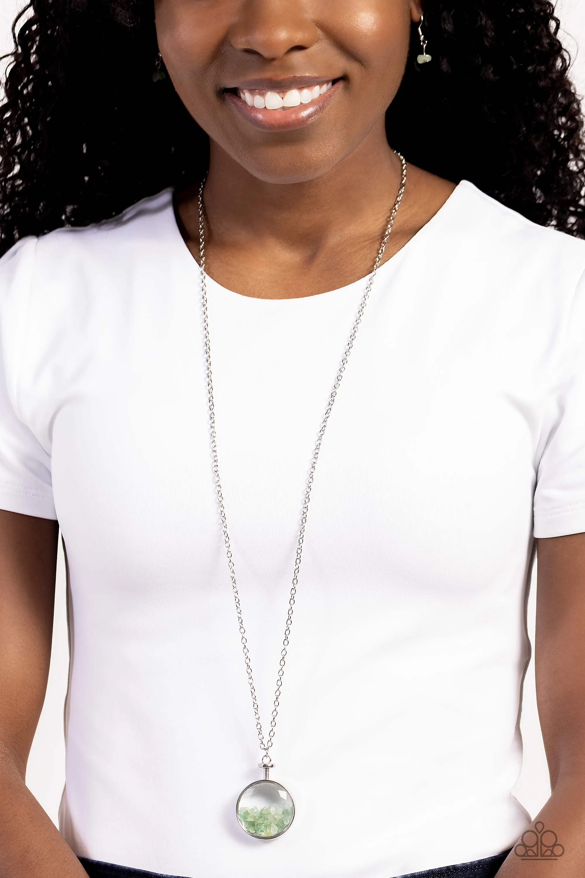 Geo Mine - Green - Jade Stone Paparazzi Long Necklace