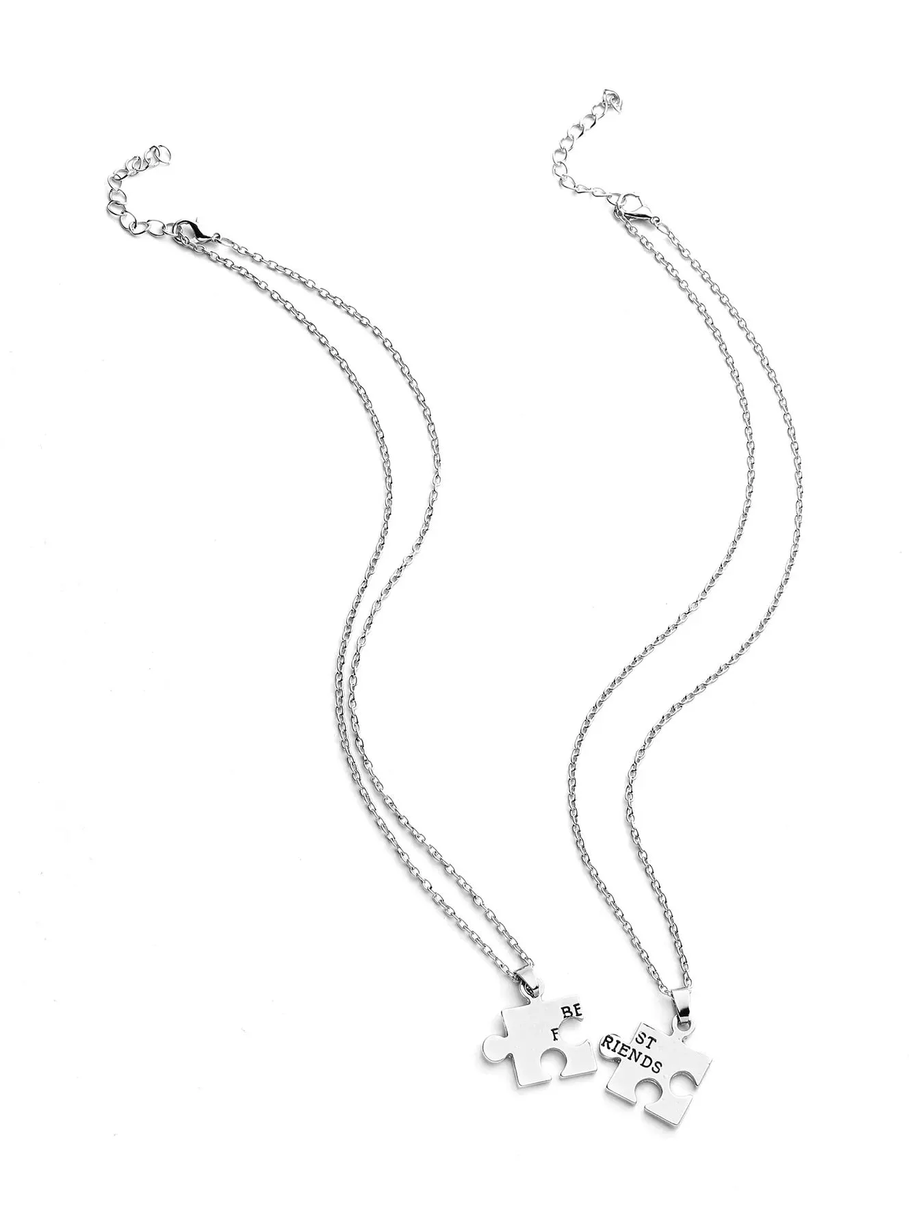 Geometric Puzzle Friendship Pendant Necklace 2pcs - FD ⚡