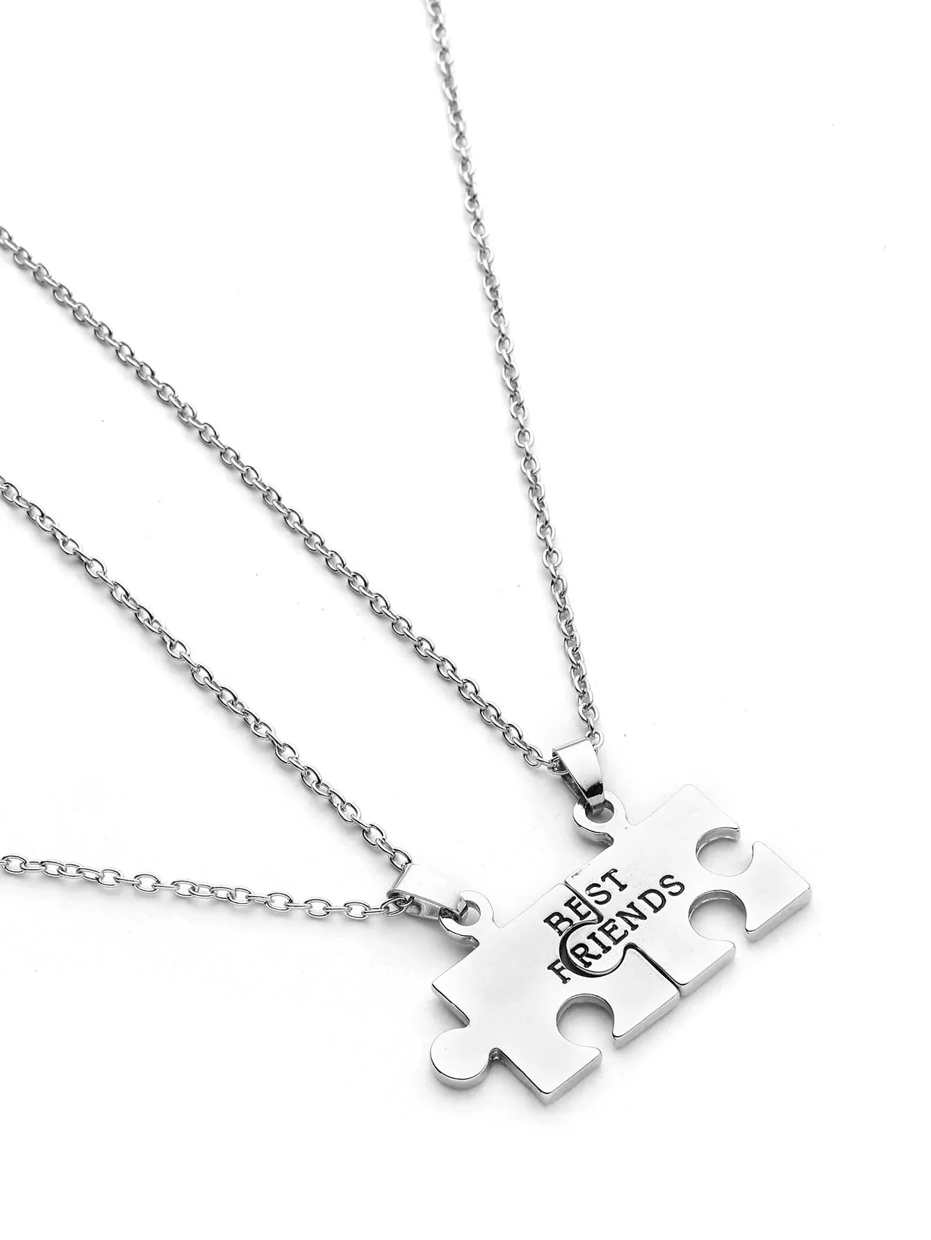 Geometric Puzzle Friendship Pendant Necklace 2pcs - FD ⚡