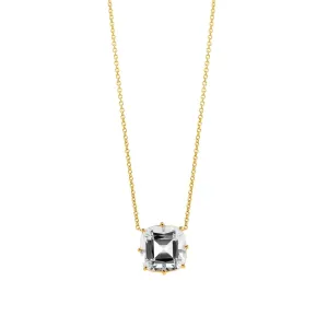 Geometrix 18K Yellow Gold Rock Crystal Cushion Necklace