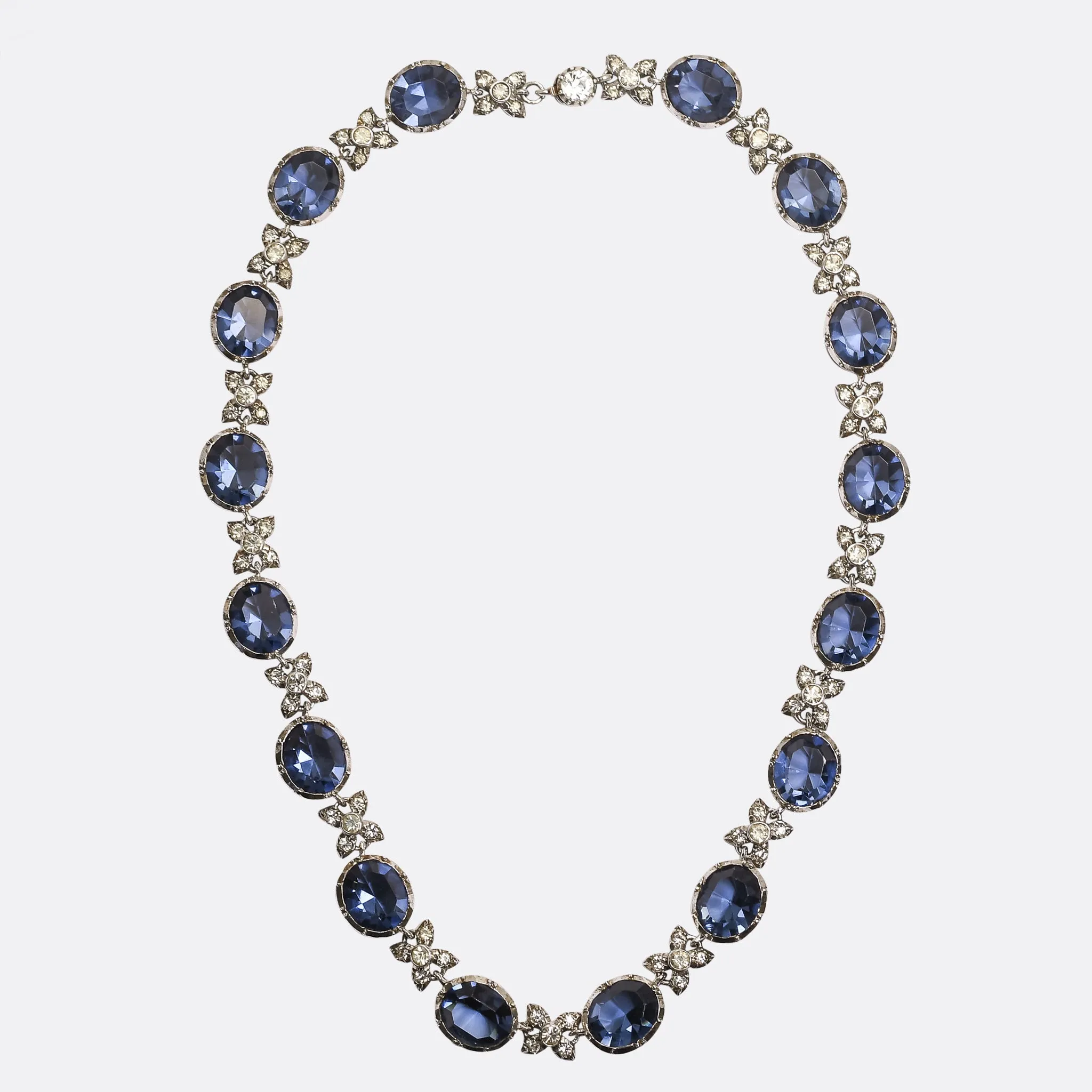 Georgian Revival  Blue & White Paste Rivière Necklace
