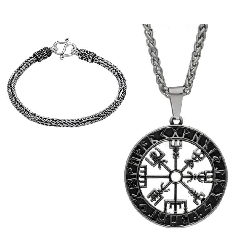 Gift Box Vegvisir Pendant Runic And Asgard King Bracelet GB18