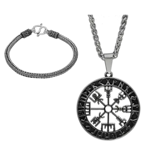 Gift Box Vegvisir Pendant Runic And Asgard King Bracelet GB18