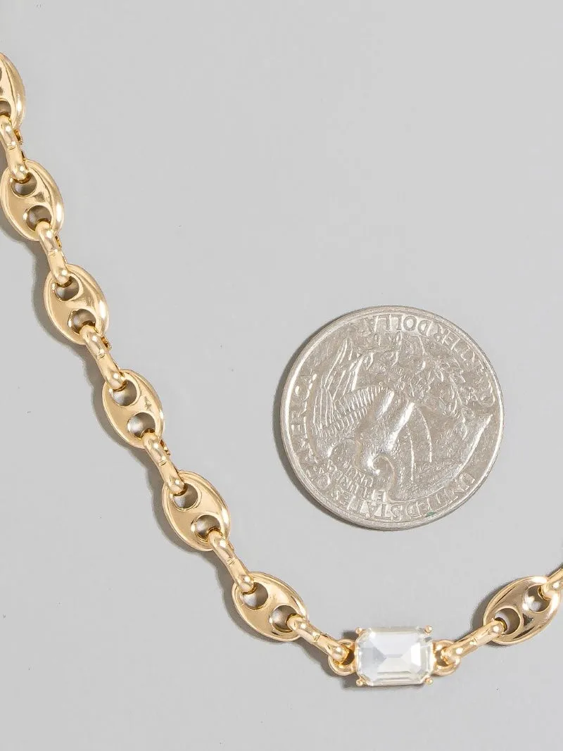 Glass Charm Anchor Chain Necklace