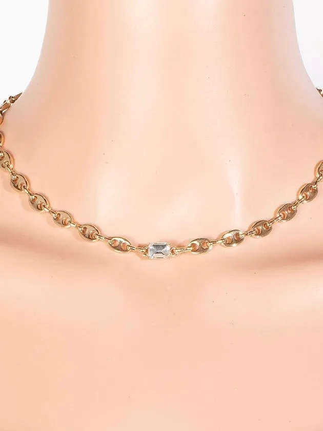 Glass Charm Anchor Chain Necklace