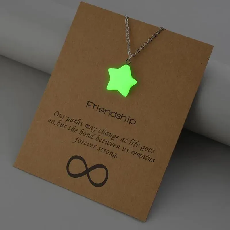 Glow-in-the-Dark Luminous Beads Necklace – Star & Heart Pendants for Men & Women, Perfect Halloween Gift™