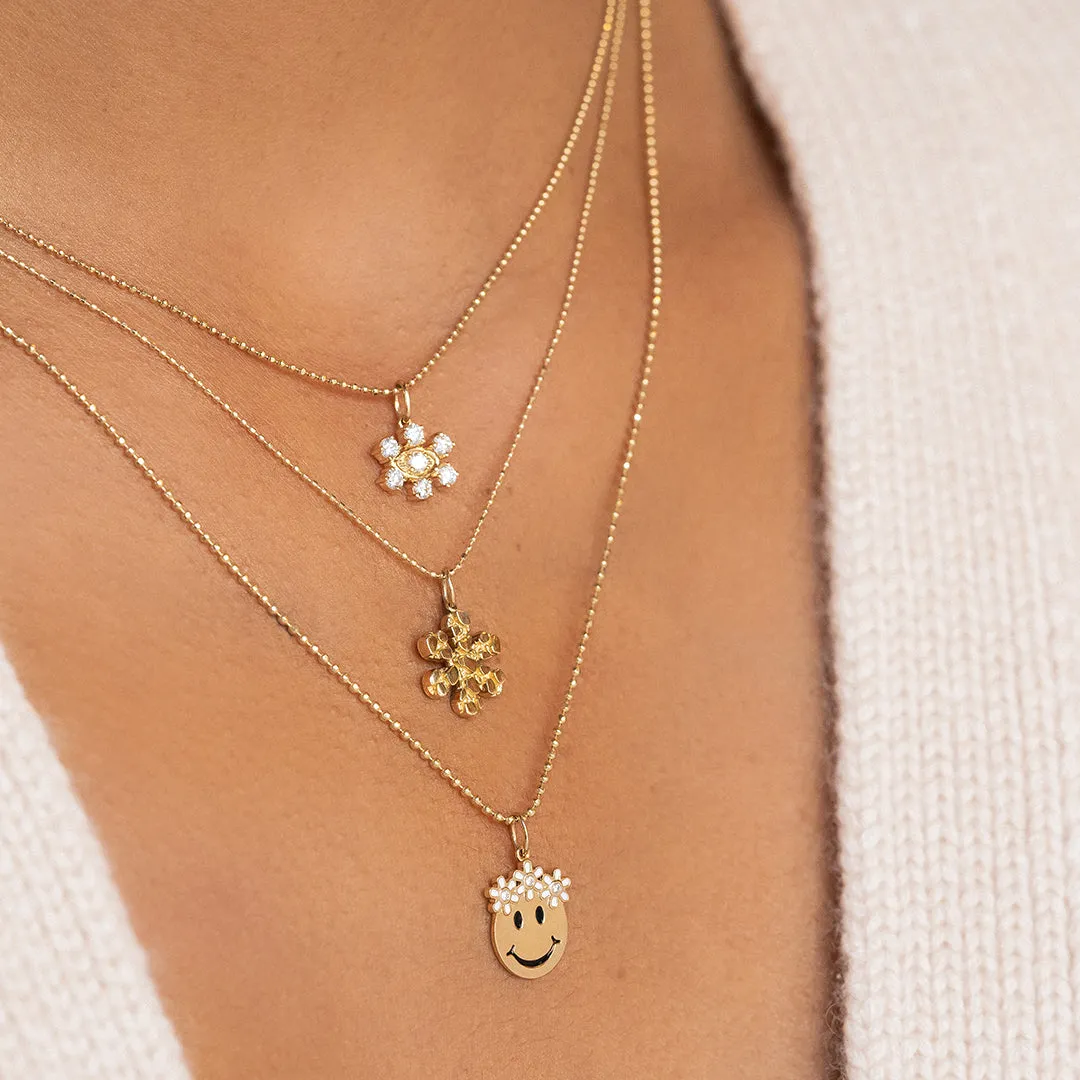 Gold & Diamond Marquise Eye Flower Charm