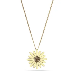 GOLD AND CREAM ENAMEL SUN FLOWER  NECKLACE #283BG1401 (7D3/6E3)