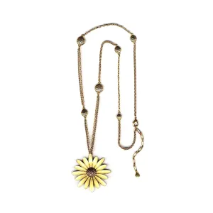 GOLD AND CREAM ENAMEL SUN FLOWER  NECKLACES #283BG1301 (7D3/6E3/8F5)