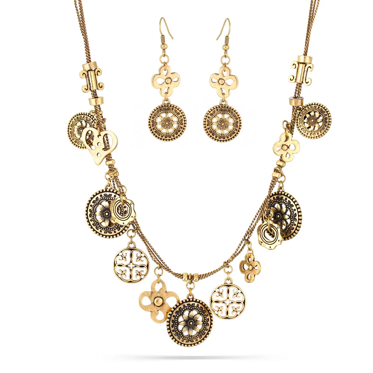 GOLD CHARM EARRINGS AND  NECKLACES #HNN E86989GDOX