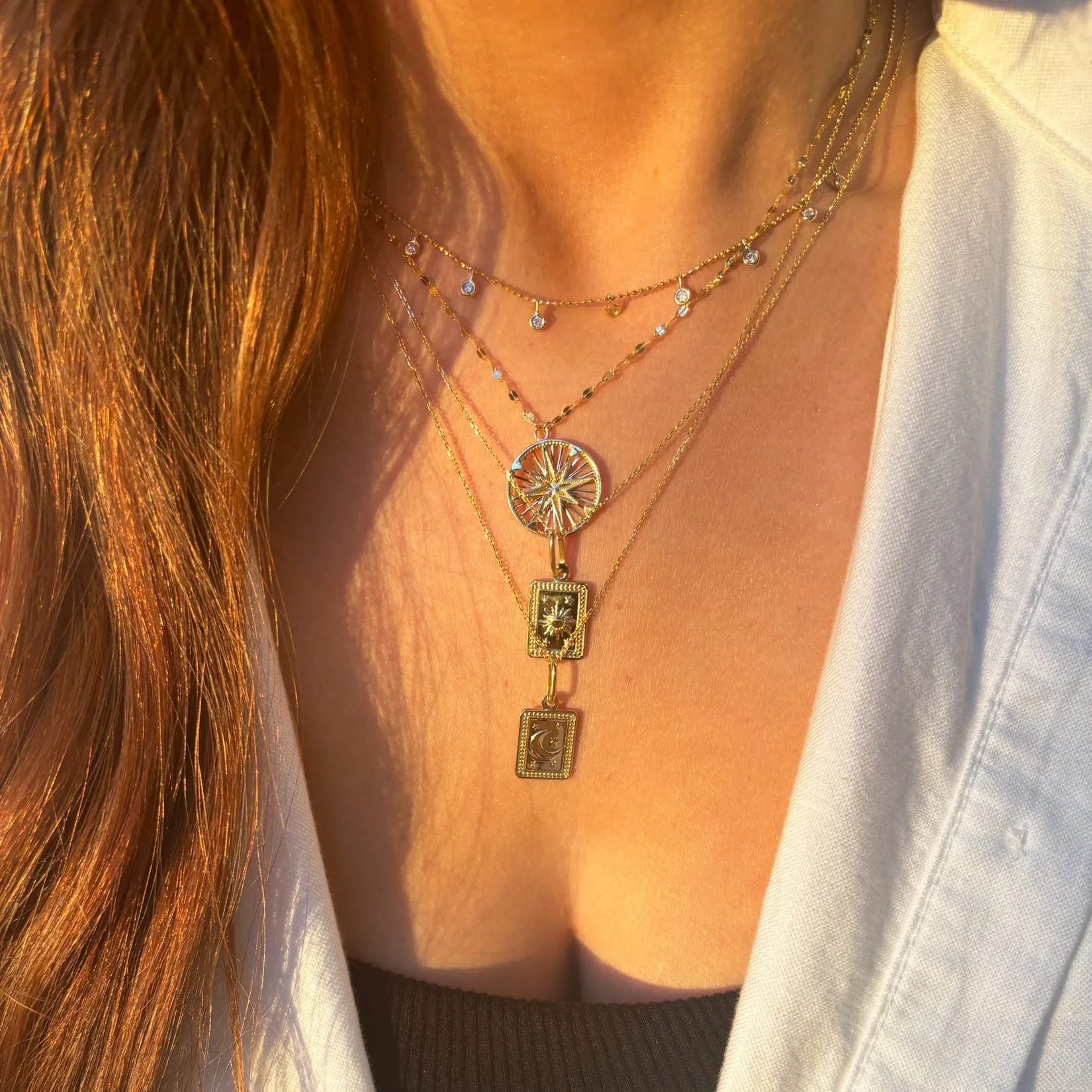 Gold Compass Medallion Necklace