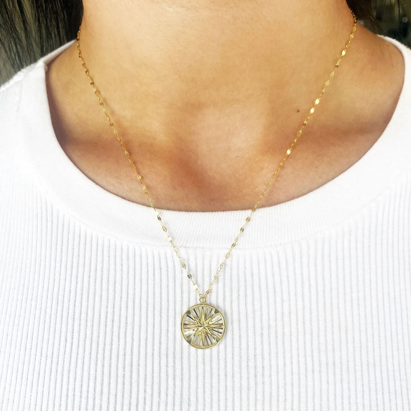 Gold Compass Medallion Necklace