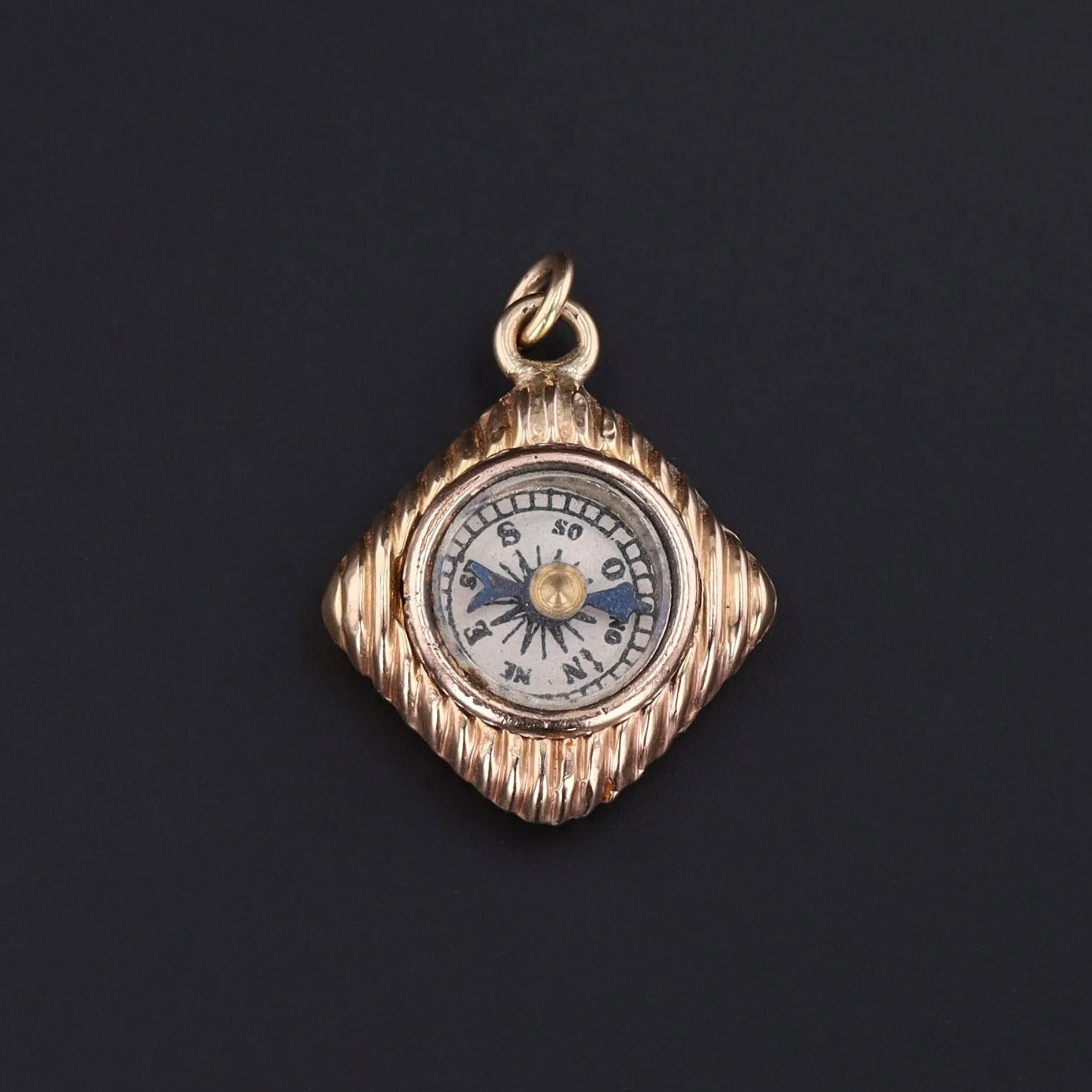 Gold Compass Pendant | Antique Compass Charm