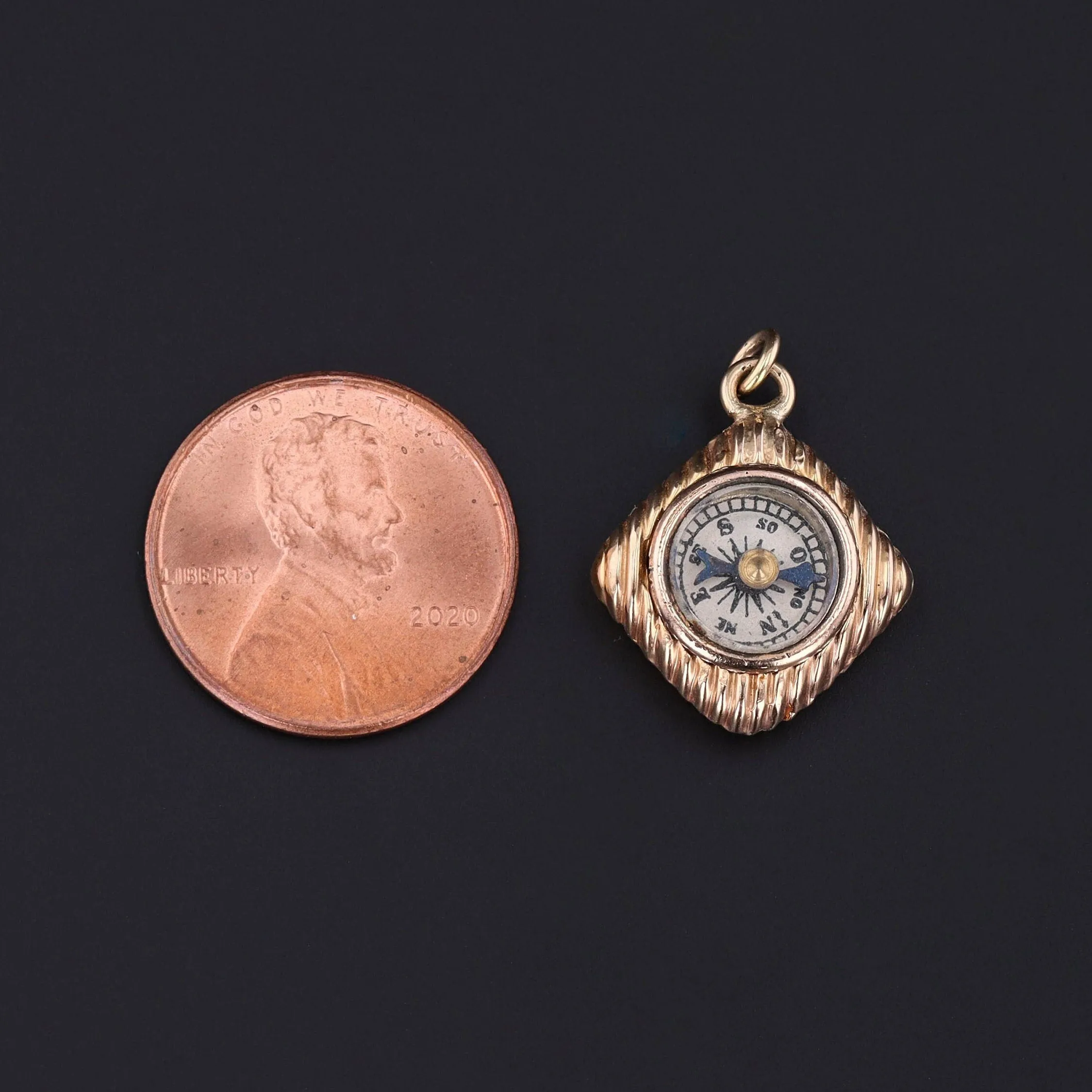 Gold Compass Pendant | Antique Compass Charm