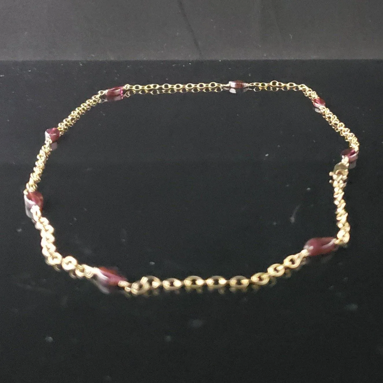 Gold-filled marquise cut garnet necklace
