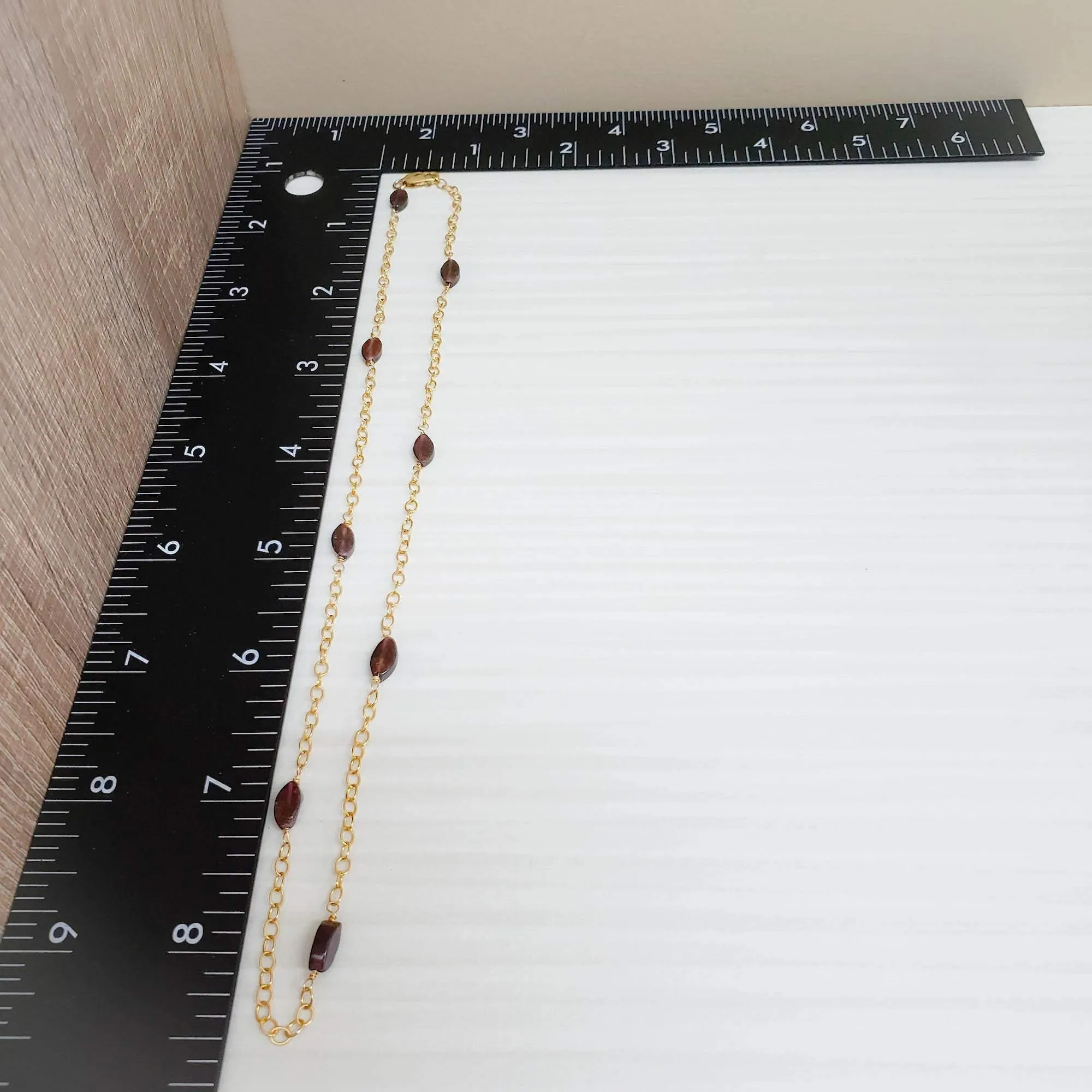 Gold-filled marquise cut garnet necklace