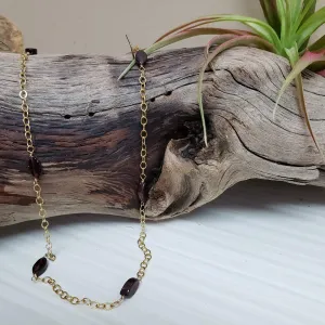 Gold-filled marquise cut garnet necklace
