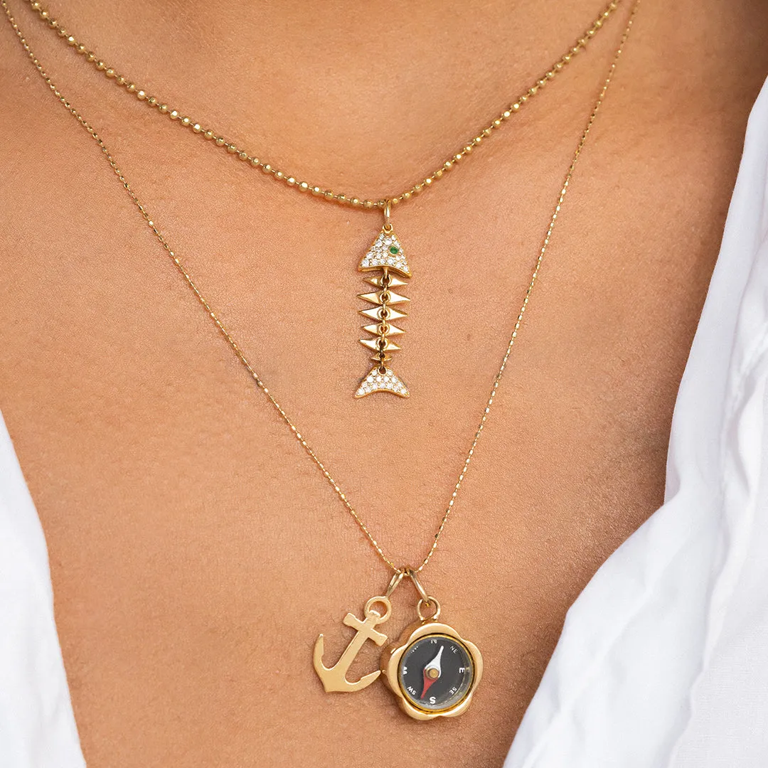 Gold Flower Compass Charm