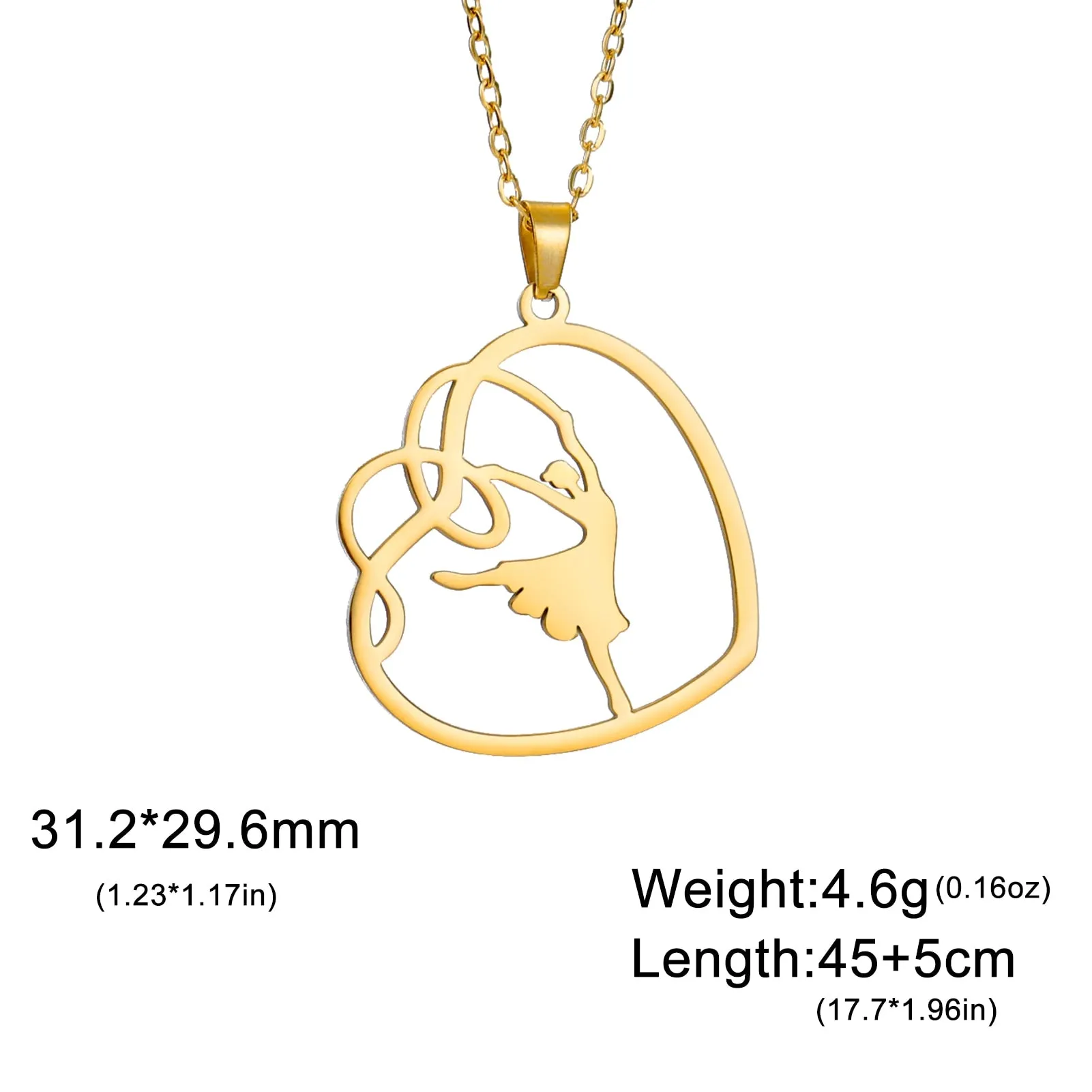 Gold Gymnast Girl Pendant Necklace