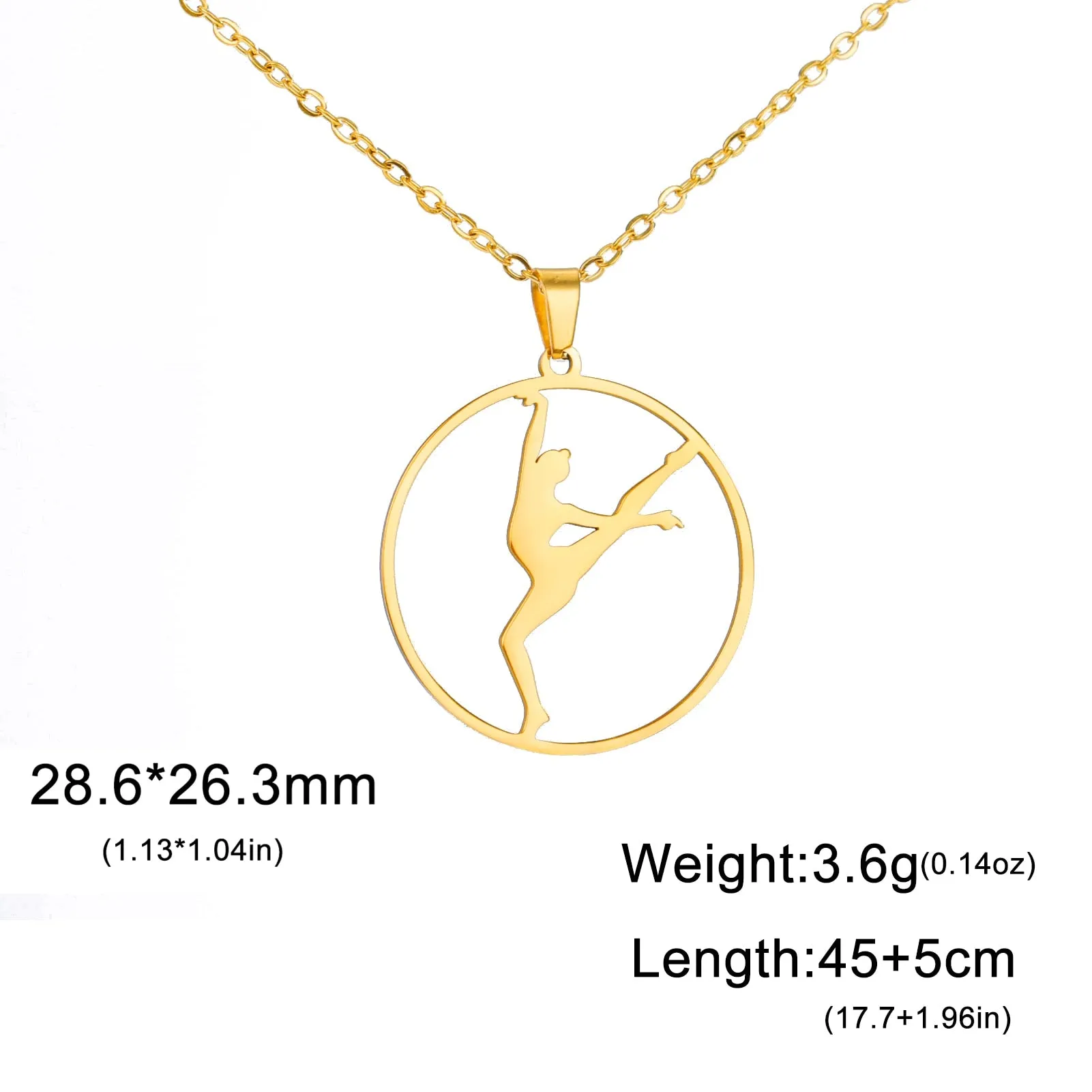 Gold Gymnast Girl Pendant Necklace
