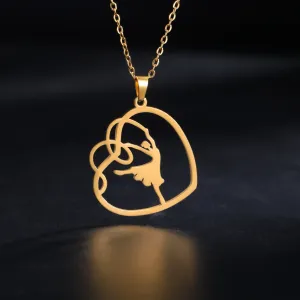 Gold Gymnast Girl Pendant Necklace