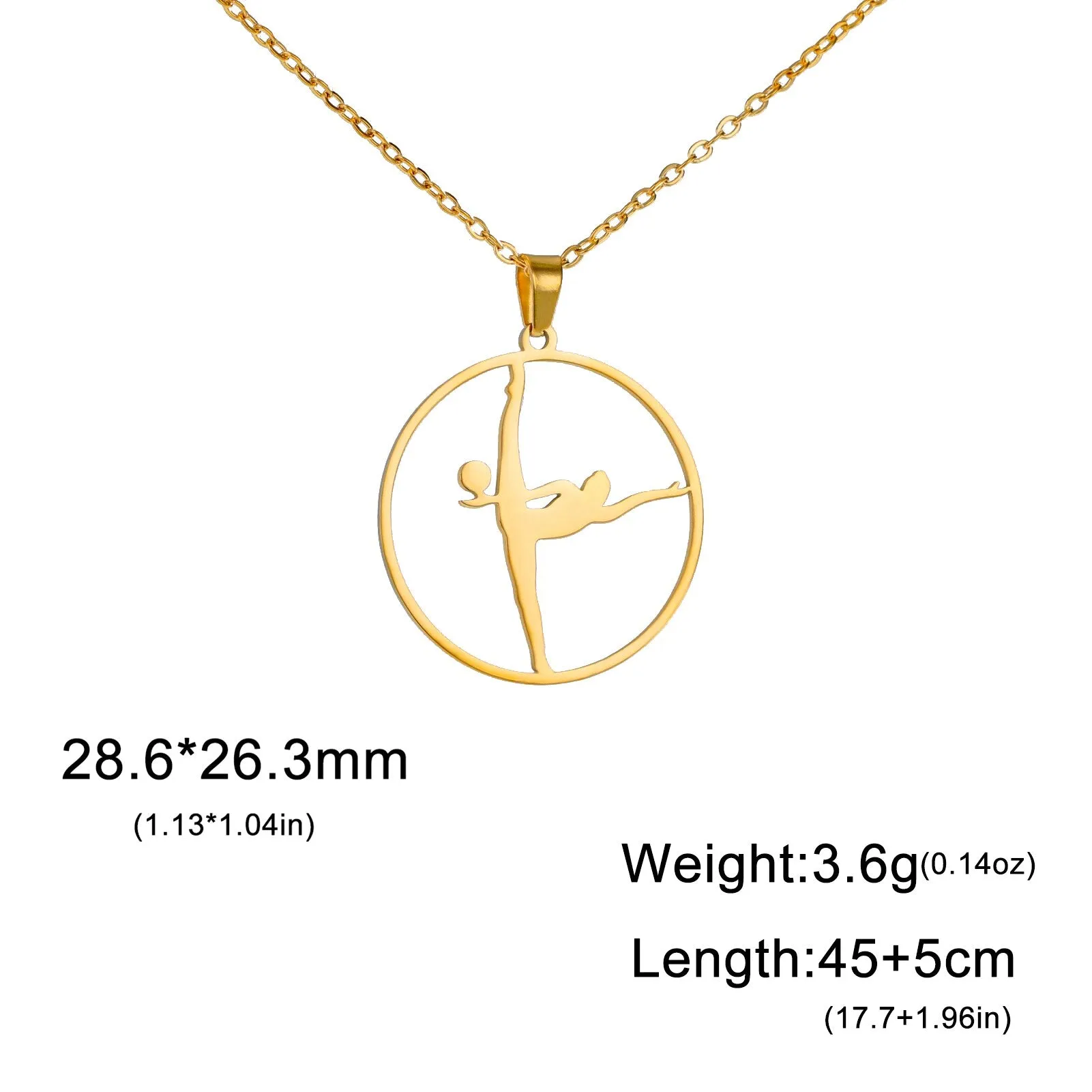 Gold Gymnast Girl Pendant Necklace