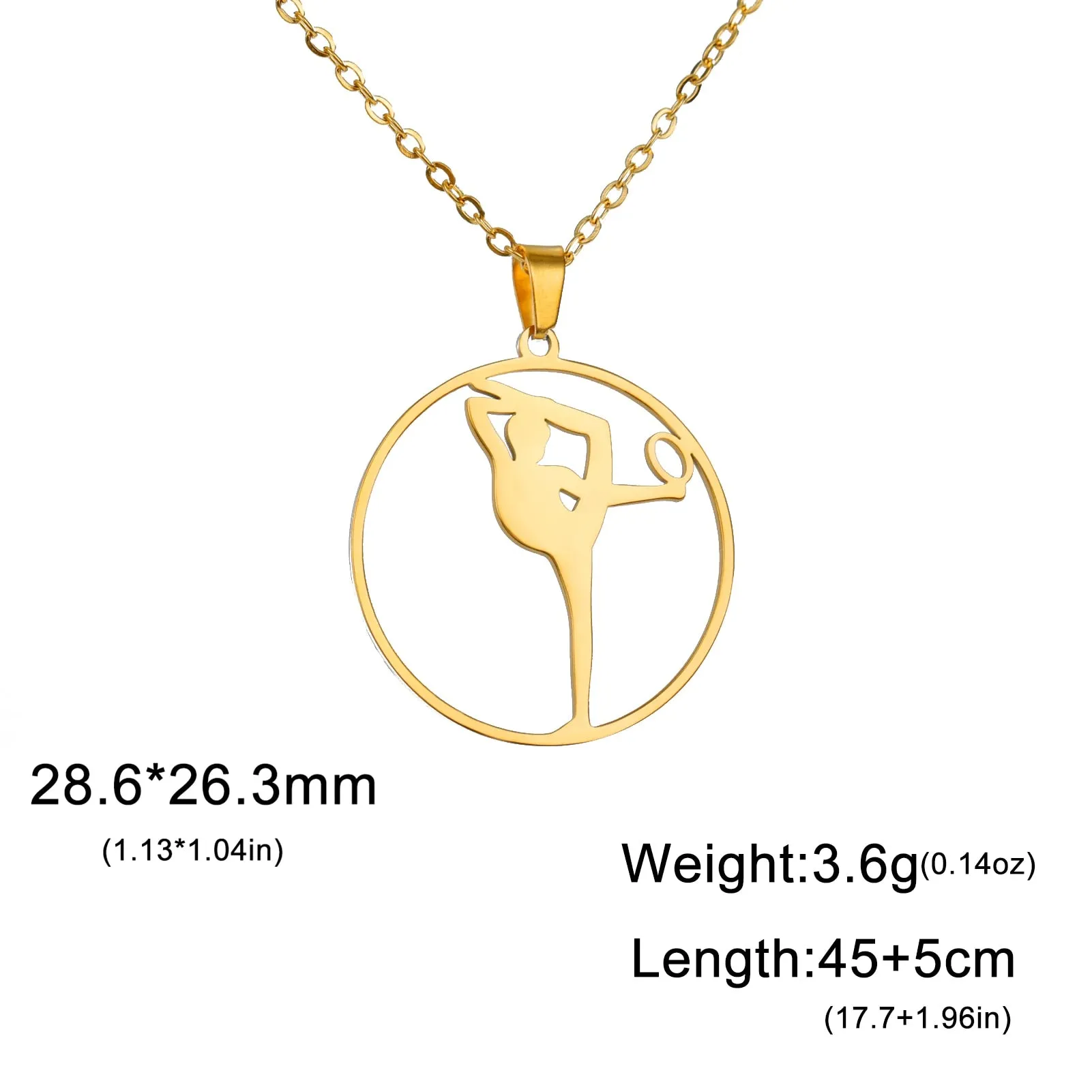 Gold Gymnast Girl Pendant Necklace