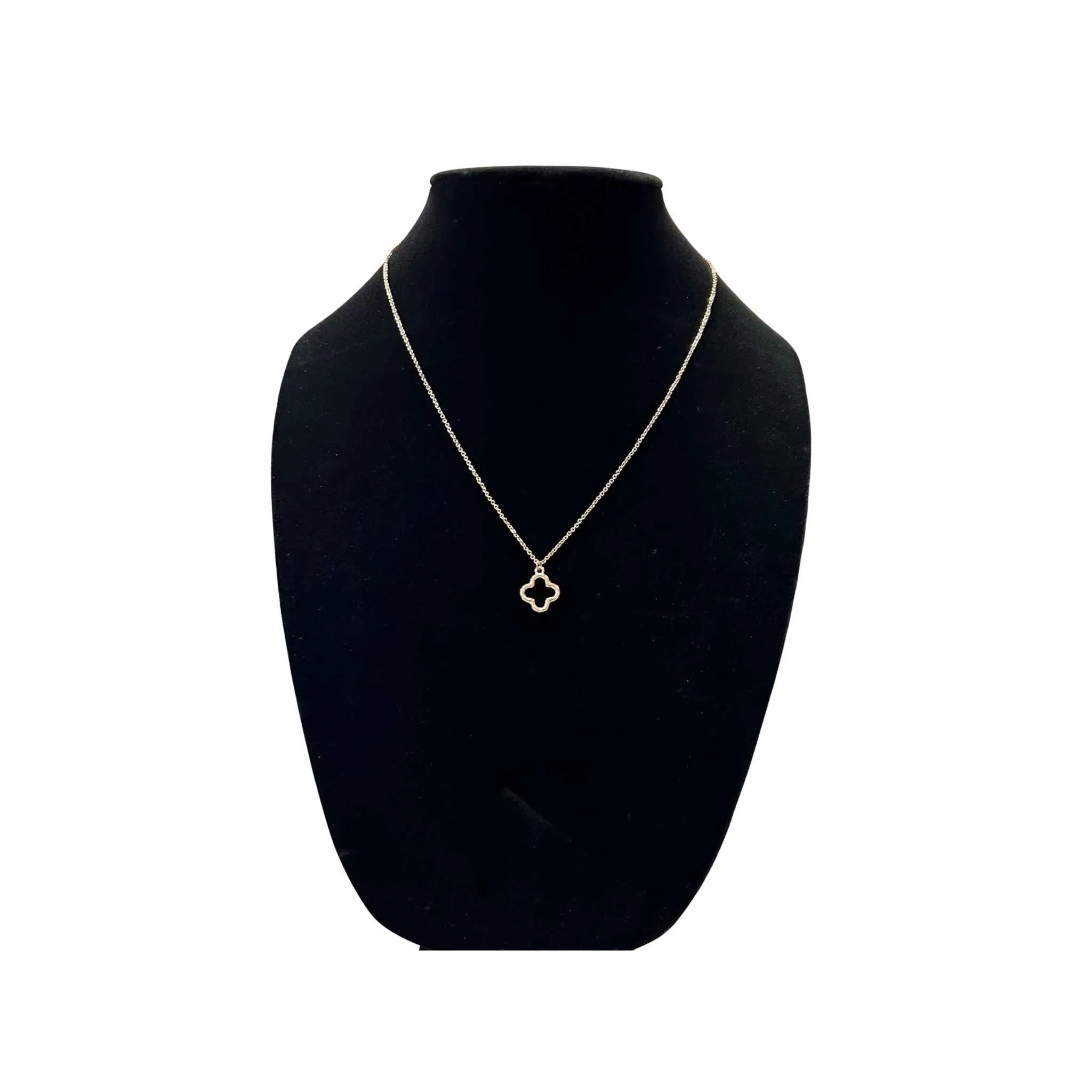 Gold Open Flower Charm Necklace