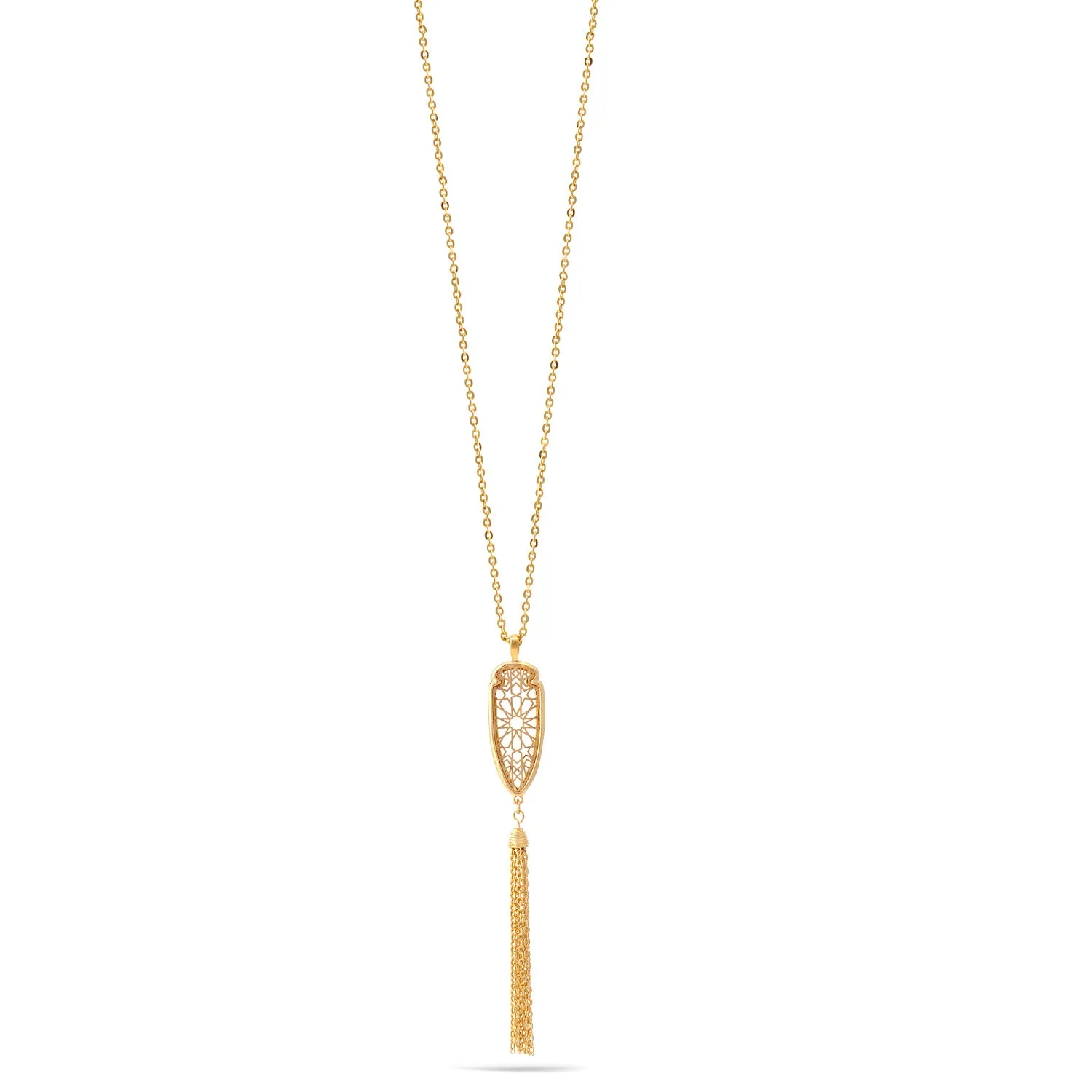 GOLD PENDANT TASSEL NECKLACE #SWKK-11217GLD (LA18)