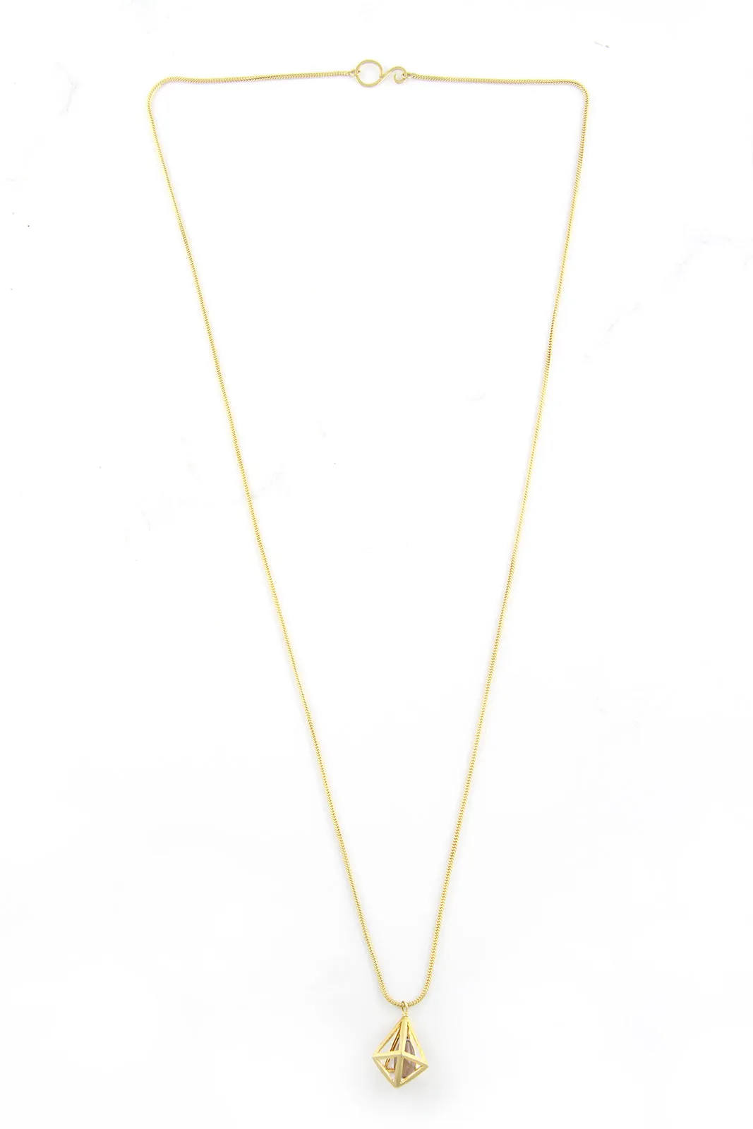 Gold Plated Smoky Quartz Cage Necklace