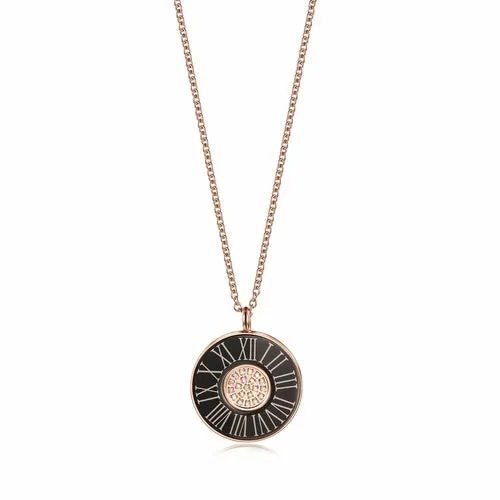 Gold Plated Stainless Steel Roman Numeral Pendant Necklace