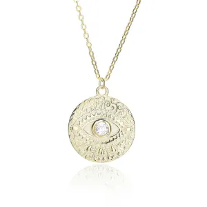 Gold Plated Sterling Silver Evil Eye Compass Necklace