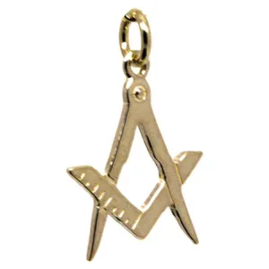 Gold Set Square and Compass Freemason Charm