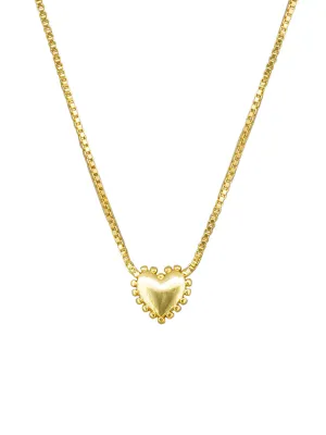 Gold Small Ball Edged Heart Necklace | Tiger Tree