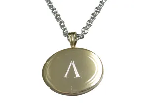 Gold Toned Etched Oval Letter A Monogram Pendant Necklace